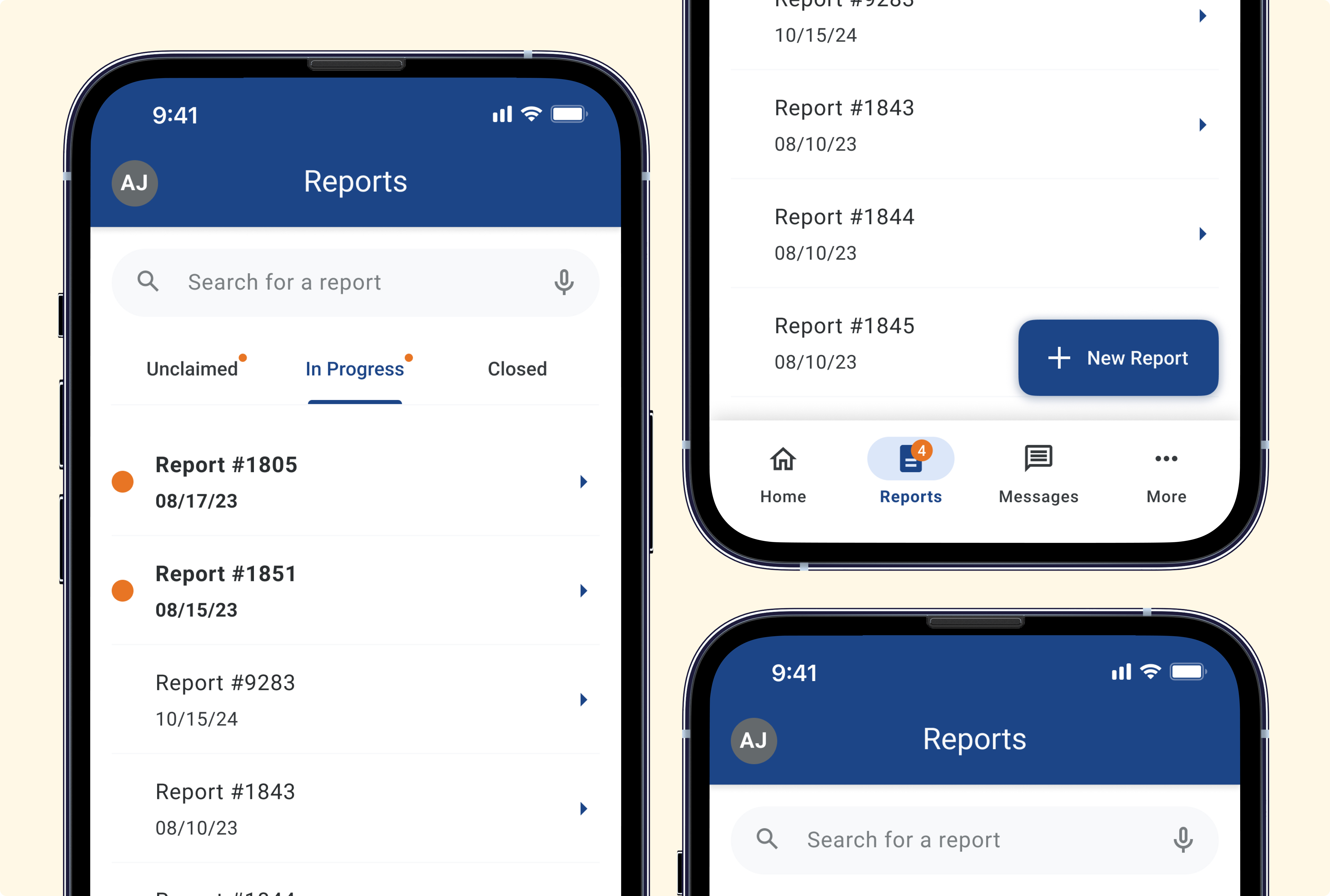 Search bar took up significant space in the reports list