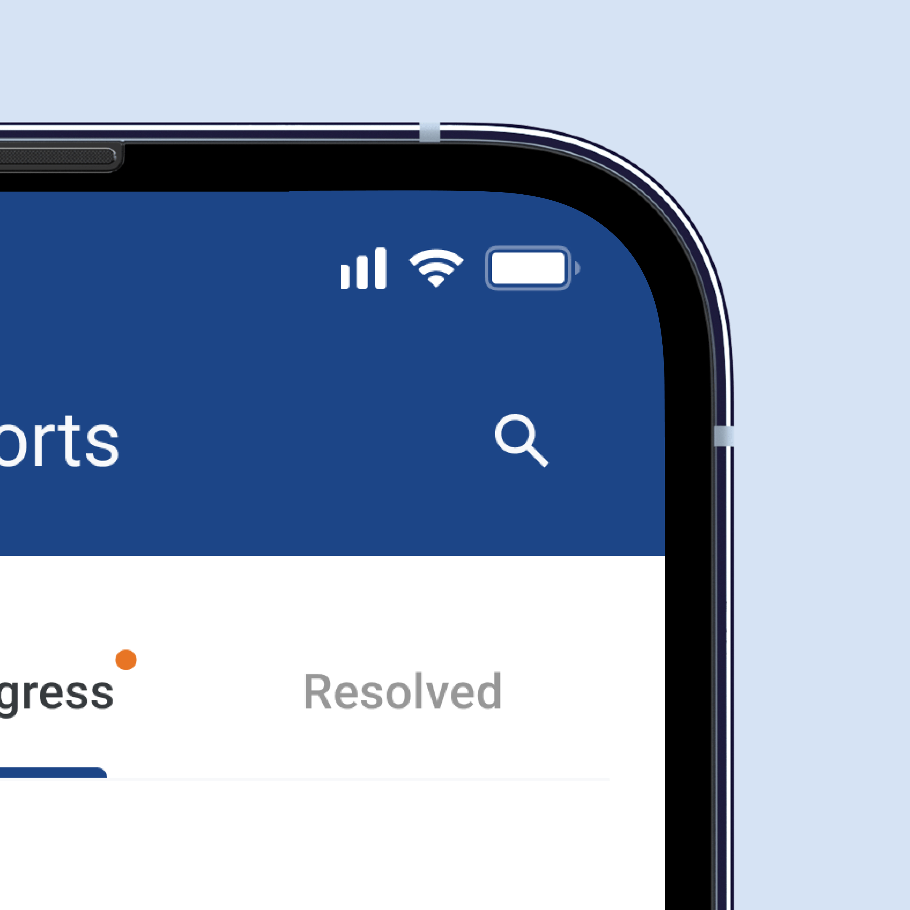 Relocated search to a top-nav icon